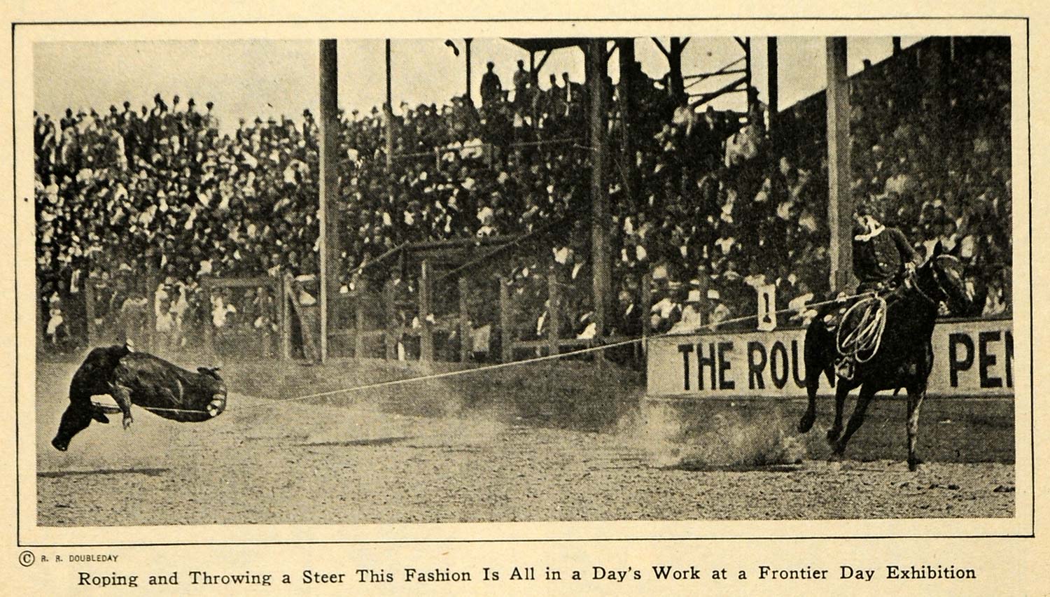 1922 Print Cowboy Lasso Rope Cow Frontier Day Exhbition ORIGINAL HISTORIC ILW2