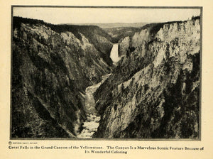 1922 Print Waterfall Rapids Grand Canyon Yellowstone - ORIGINAL HISTORIC ILW2