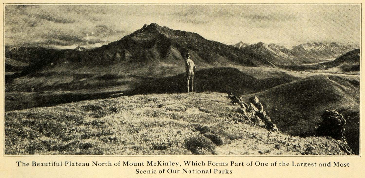 1922 Print Mount McKinley Mountain Alaska Landscape - ORIGINAL HISTORIC ILW2