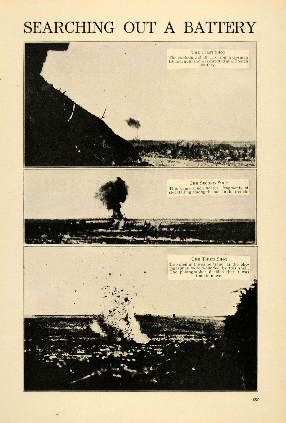 1915 Print World War I French German Explosions Shells ORIGINAL HISTORIC ILW2
