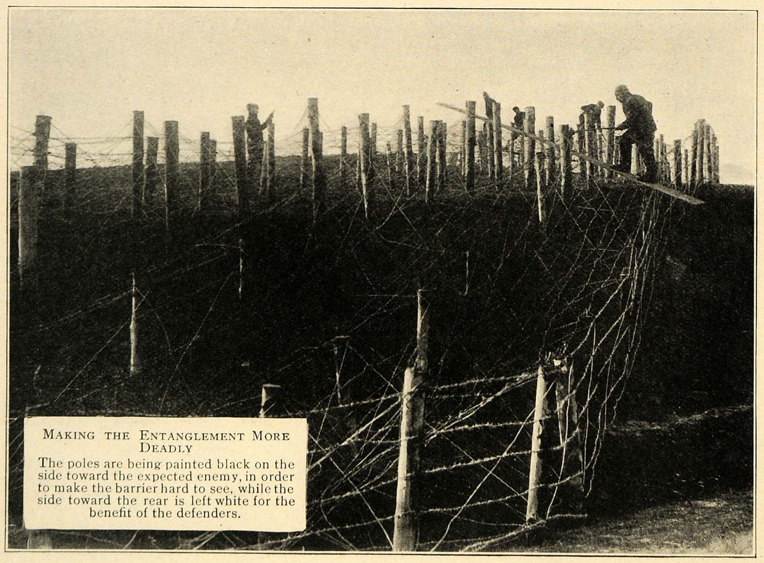 1915 Print Barbed Wire Barricade Building World War I - ORIGINAL HISTORIC ILW2