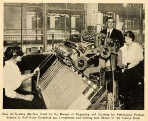 1923 Print Perforating Machine Postage Stamp Rolls Cut ORIGINAL HISTORIC ILW2