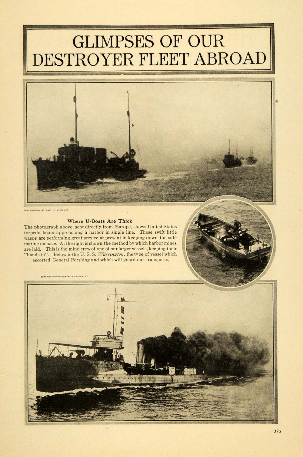 1917 Print Torpedo Ships Wasps Warrington Fleet WWI - ORIGINAL HISTORIC ILW2