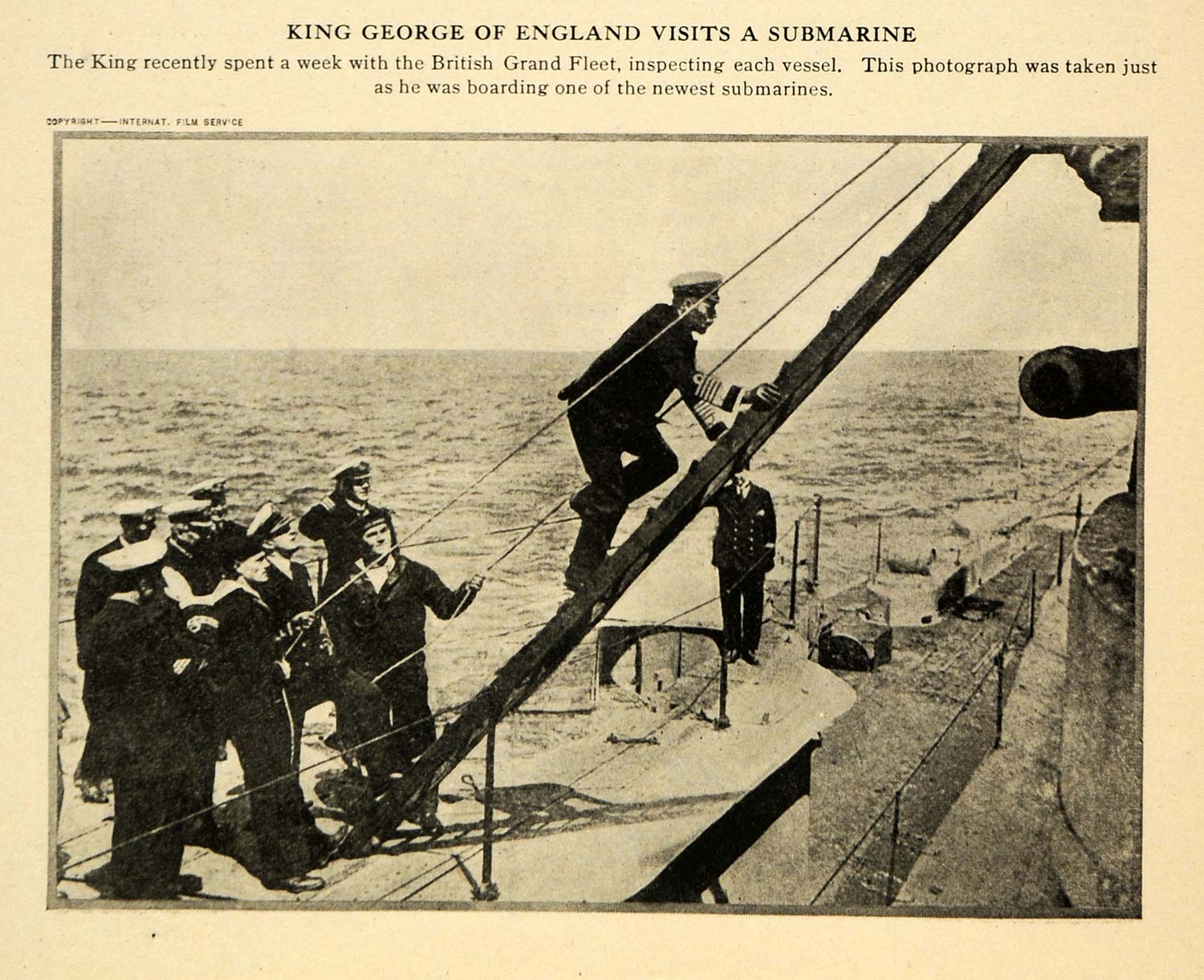 1917 Print King George England Navy Fleet Submarines - ORIGINAL HISTORIC ILW2