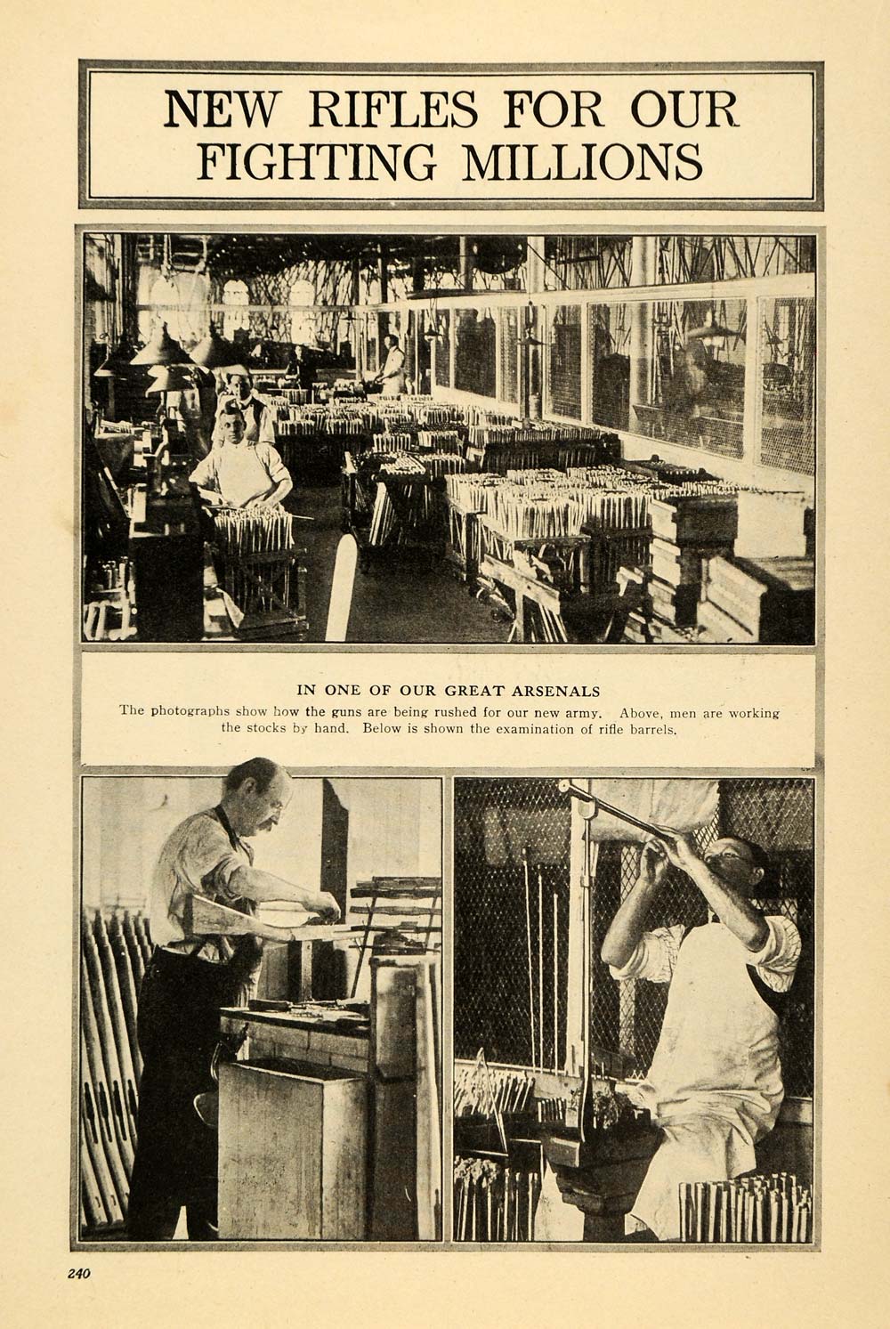 1917 Print Gun Weapon Manufacturing Troops World War I ORIGINAL HISTORIC ILW2