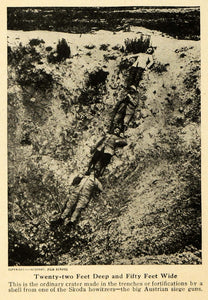 1917 Print Skoda Howitzer German Shell Crater Hole WWI ORIGINAL HISTORIC ILW2
