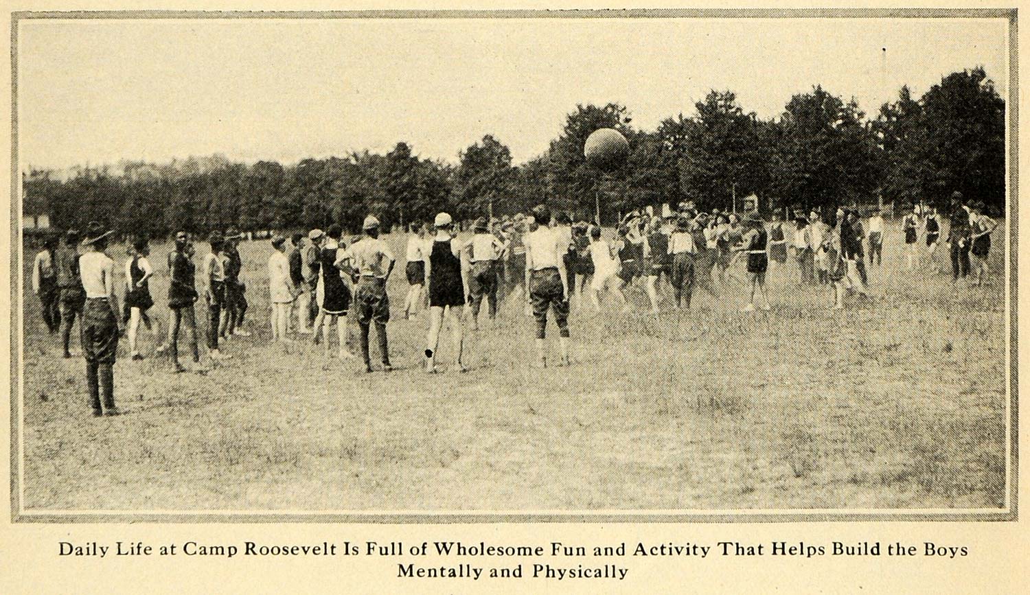 1922 Print Camp Roosevelt Indiana Boys Playing Ball - ORIGINAL HISTORIC ILW2