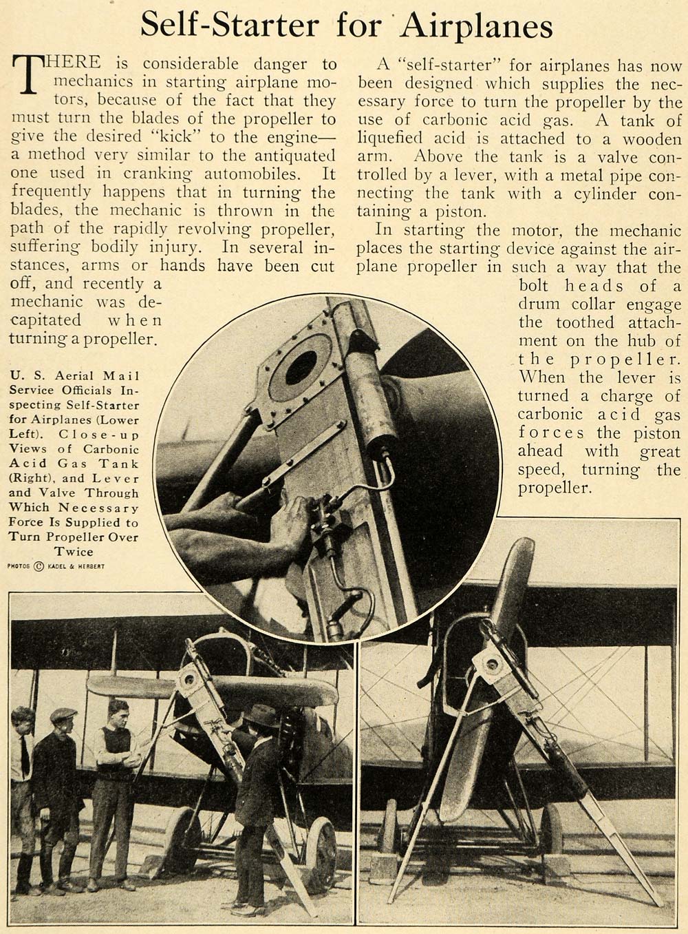 1921 Print Aerial Service Airplane Engine Blade Starter ORIGINAL HISTORIC ILW2