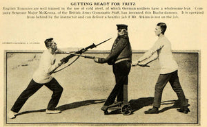 1917 Print English Soldier Bayonet Training Dummy WWI - ORIGINAL HISTORIC ILW2