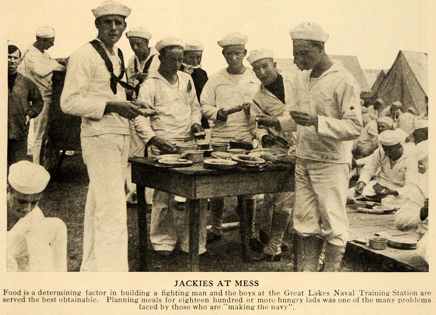 1917 Print Great Lakes Naval Training Station Sailors - ORIGINAL HISTORIC ILW2