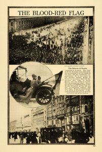 1917 Print Russia Reborn Blood-Red Flag Nevsky Prospect ORIGINAL HISTORIC ILW2