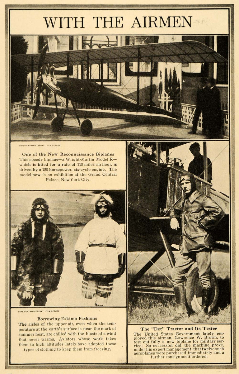 Martin Model R 3 View 1917 Print Reconnaissance Biplane Wright-Martin Model R ORIGINAL HISTO ...