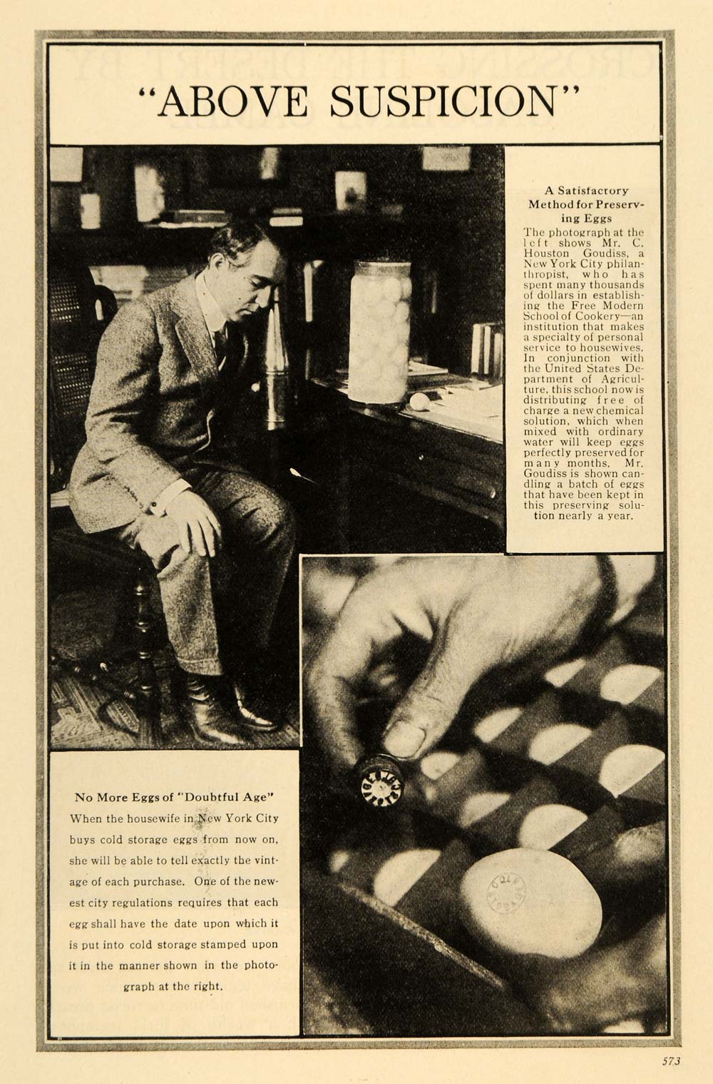 1917 Print C. Houston Goudiss Egg Preservation Solution ORIGINAL HISTORIC ILW2