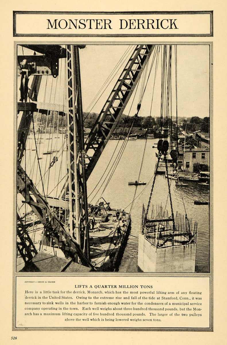1917 Print Floating Derrick Monarch WWI Efforts Harbor ORIGINAL HISTOR ...