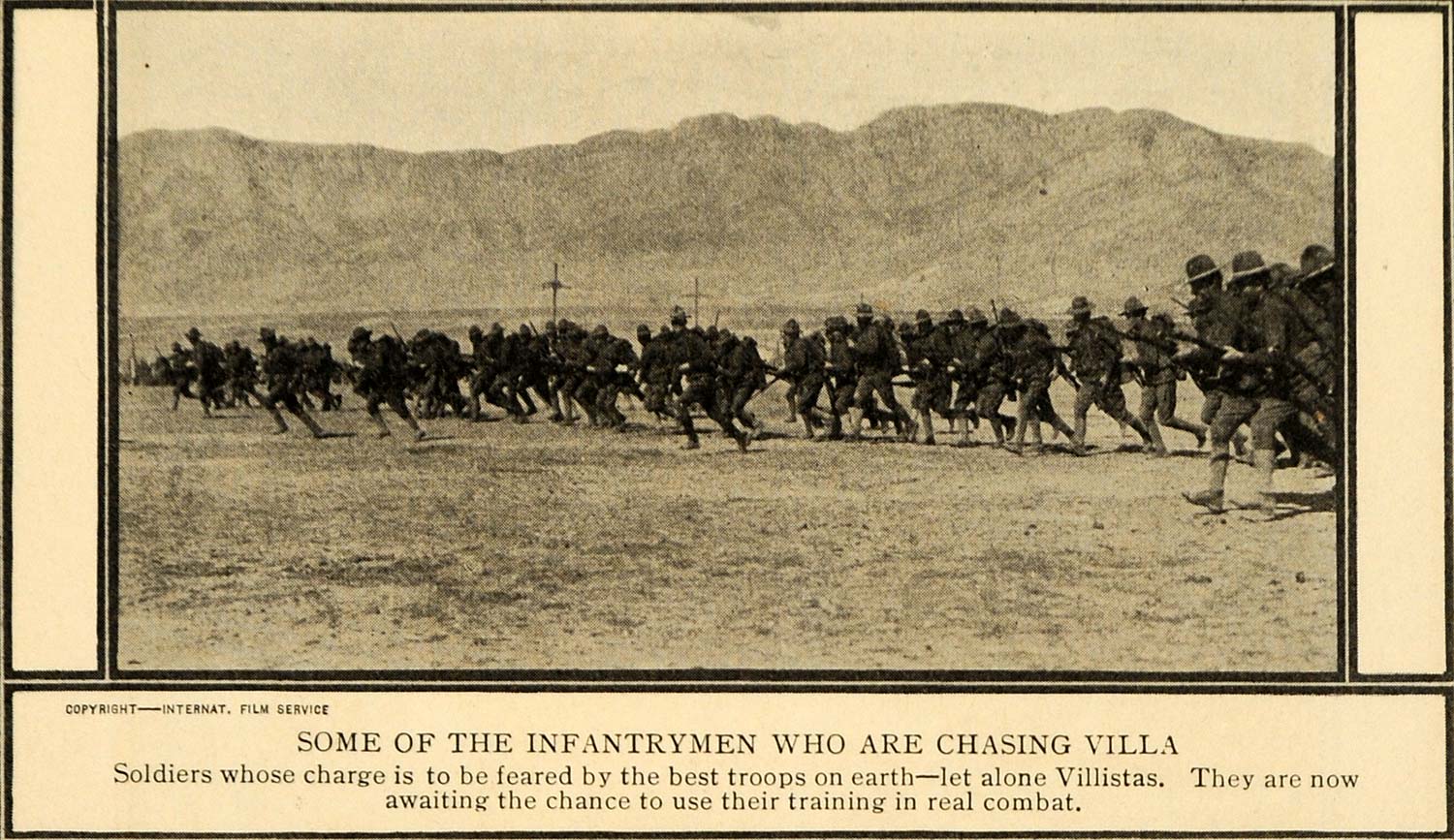 1916 Print Infantrymen Chase Villa WWI Military Charge ORIGINAL HISTORIC ILW2