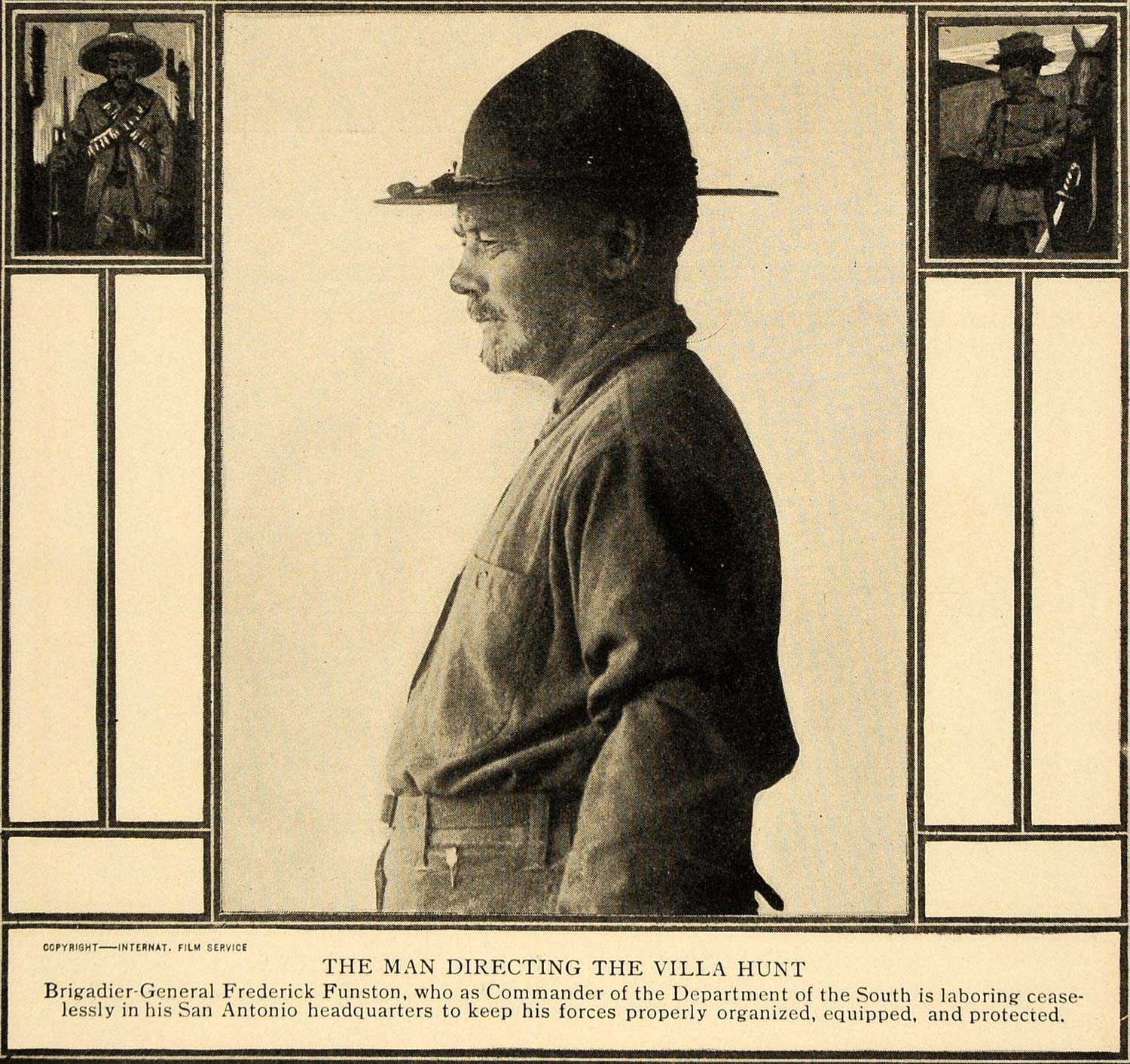 1916 Print Villa Hunt General Frederick Funston WWI - ORIGINAL HISTORIC ILW2