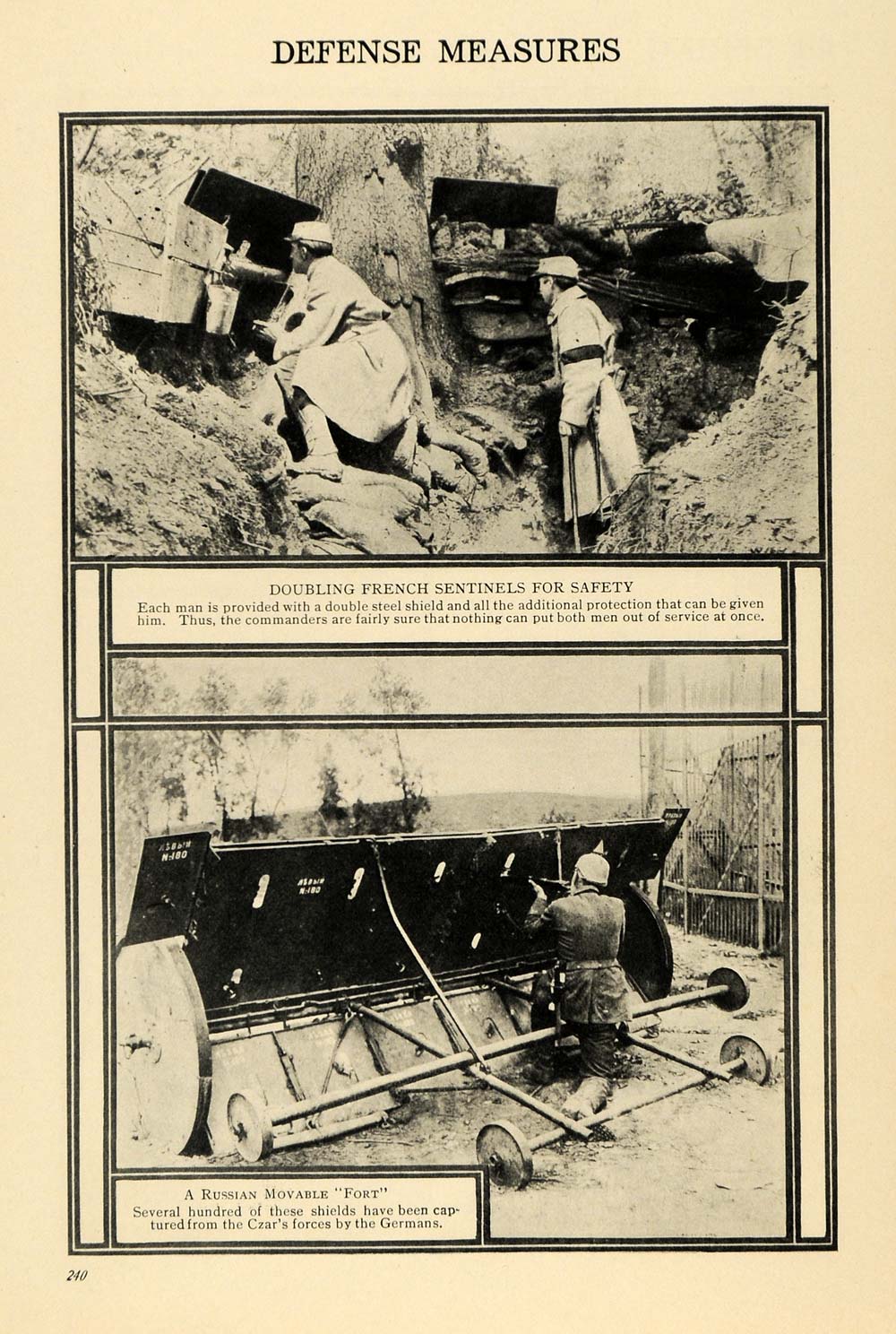 1916 Print French Sentinel Russian Fort Czar Shield War ORIGINAL HISTORIC ILW2