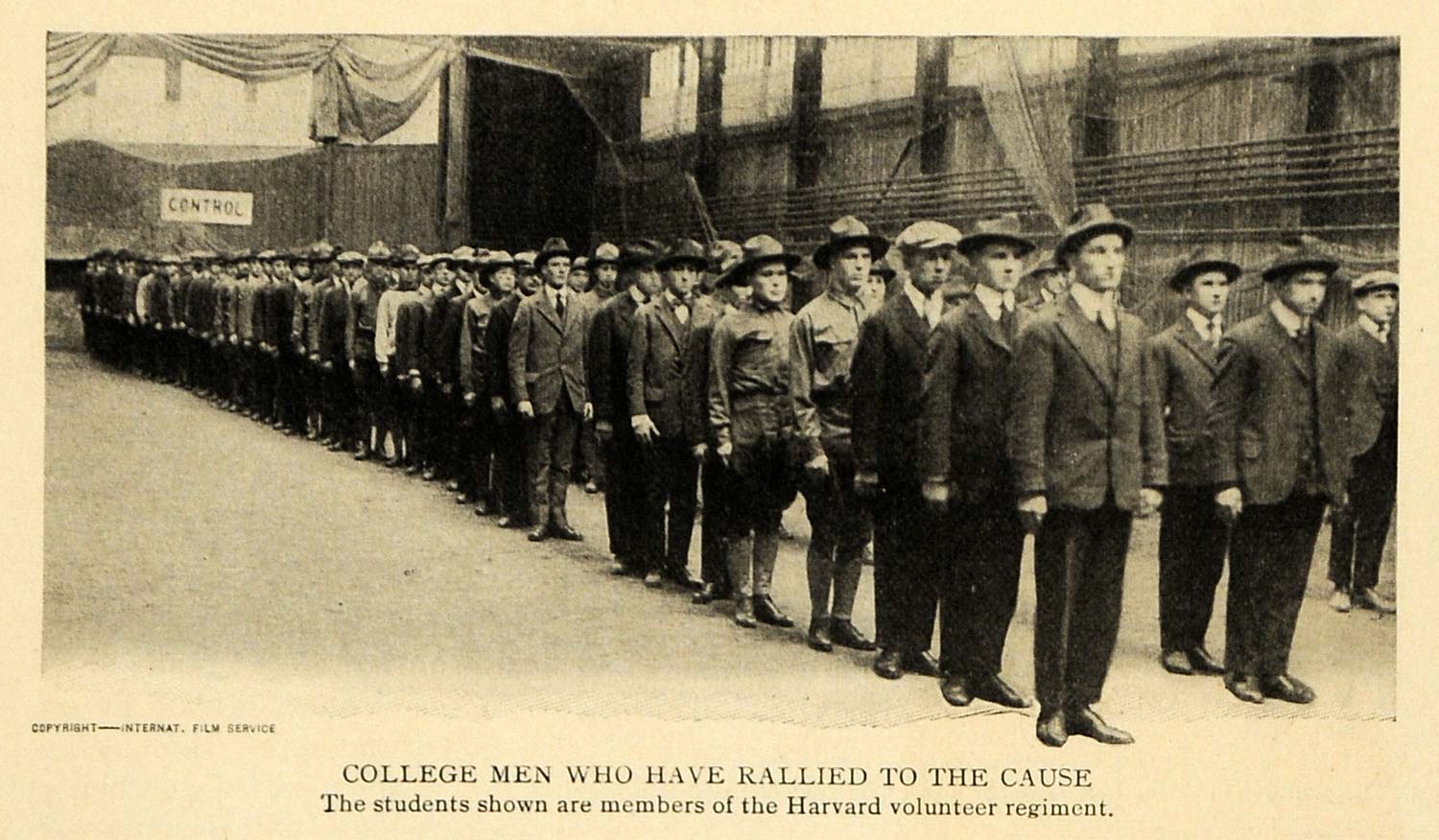1916 Print Harvard College Men World War I Students - ORIGINAL HISTORIC ILW2