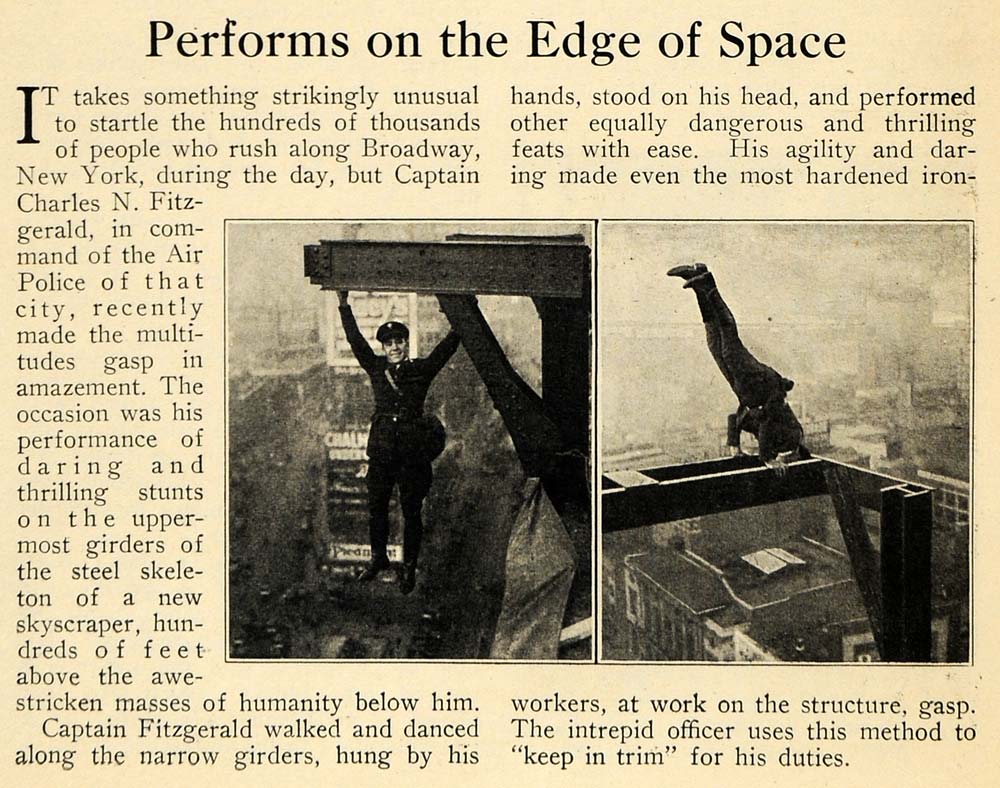1921 Print Charles Fitzgerald Stunt Captain Skyscraper ORIGINAL HISTORIC ILW2
