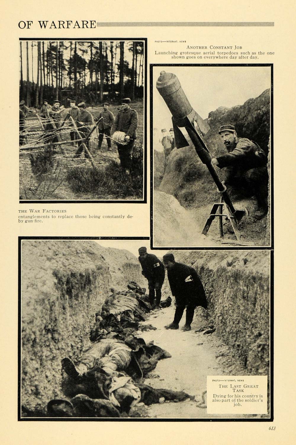 1916 Print Fire Barbed Wire Warfare Trench Grenade - ORIGINAL HISTORIC ILW2