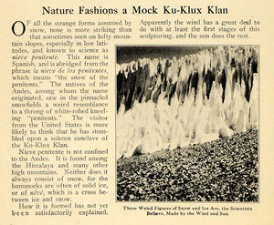 1922 Print Snow Ice Figures Ku-Klux Klan Andes Mountain ORIGINAL HISTORIC ILW2