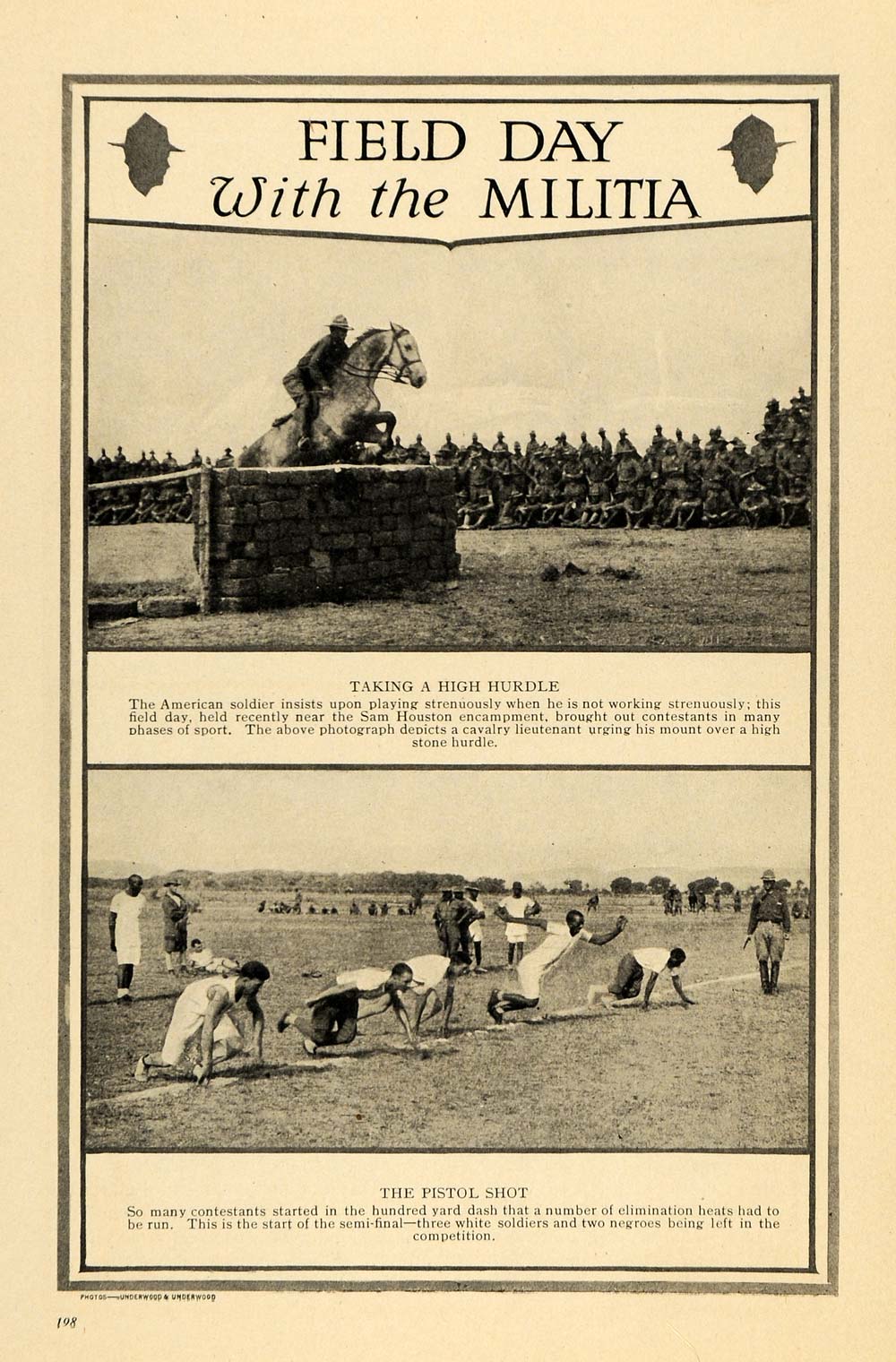 1916 Print American Soldiers Games Races Riding WWI - ORIGINAL HISTORIC ILW2