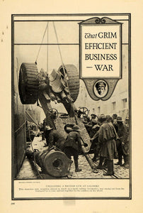 1916 Print Giant British Gun Crane Troops Saloniki WWI ORIGINAL HISTORIC ILW2