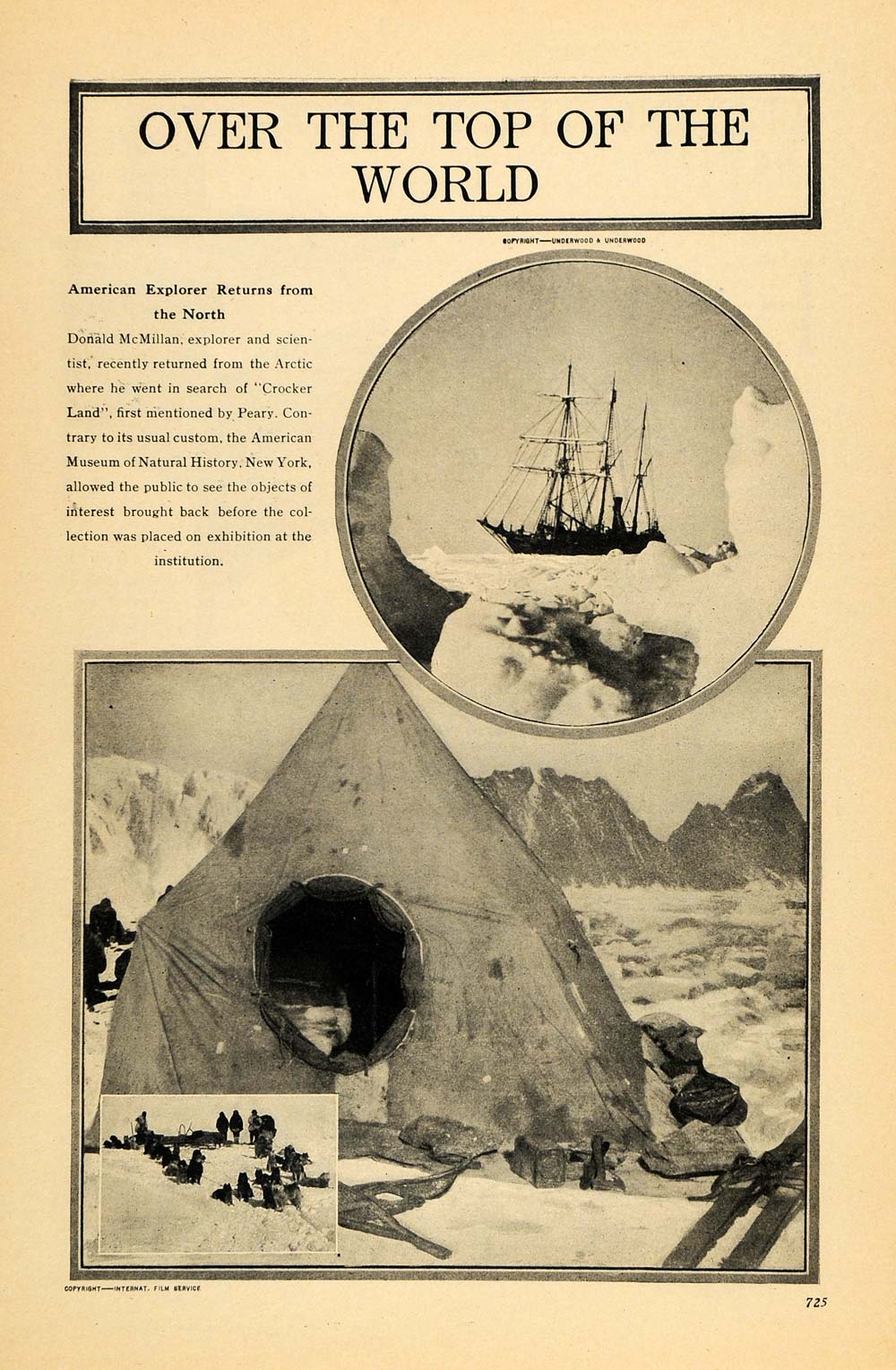 1918 Print Donald McMillan Explorer Arctic Expedition - ORIGINAL HISTORIC ILW2