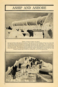 1918 Print American Sailor Frozen Ship Hawaii Beach WWI ORIGINAL HISTORIC ILW2