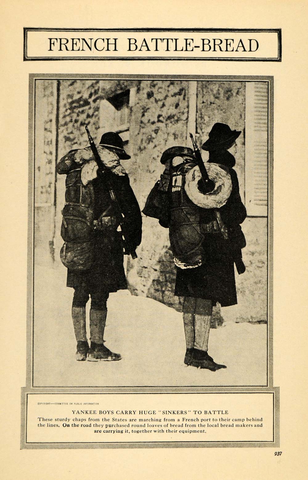 1918 Print French Yankee Soldier War Camp Bread Port - ORIGINAL HISTORIC ILW2