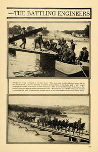 1918 Print Pontoon Bridge Gun Battle Water War Engineer ORIGINAL HISTORIC ILW2