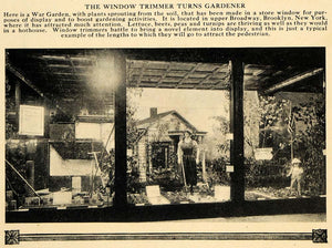 1918 Print Window Trimmer Gardener War Broadway Display ORIGINAL HISTORIC ILW2