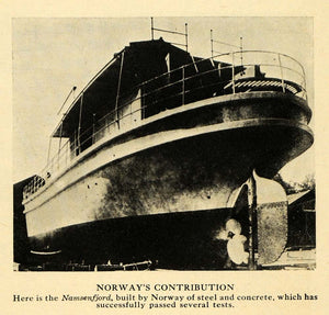 1918 Print Norway Namsenfjord Ship Craft Vessel War - ORIGINAL HISTORIC ILW2
