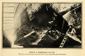 1917 Print Torpedo Damage Nebraska Battleship Hole WWI ORIGINAL HISTORIC ILW2
