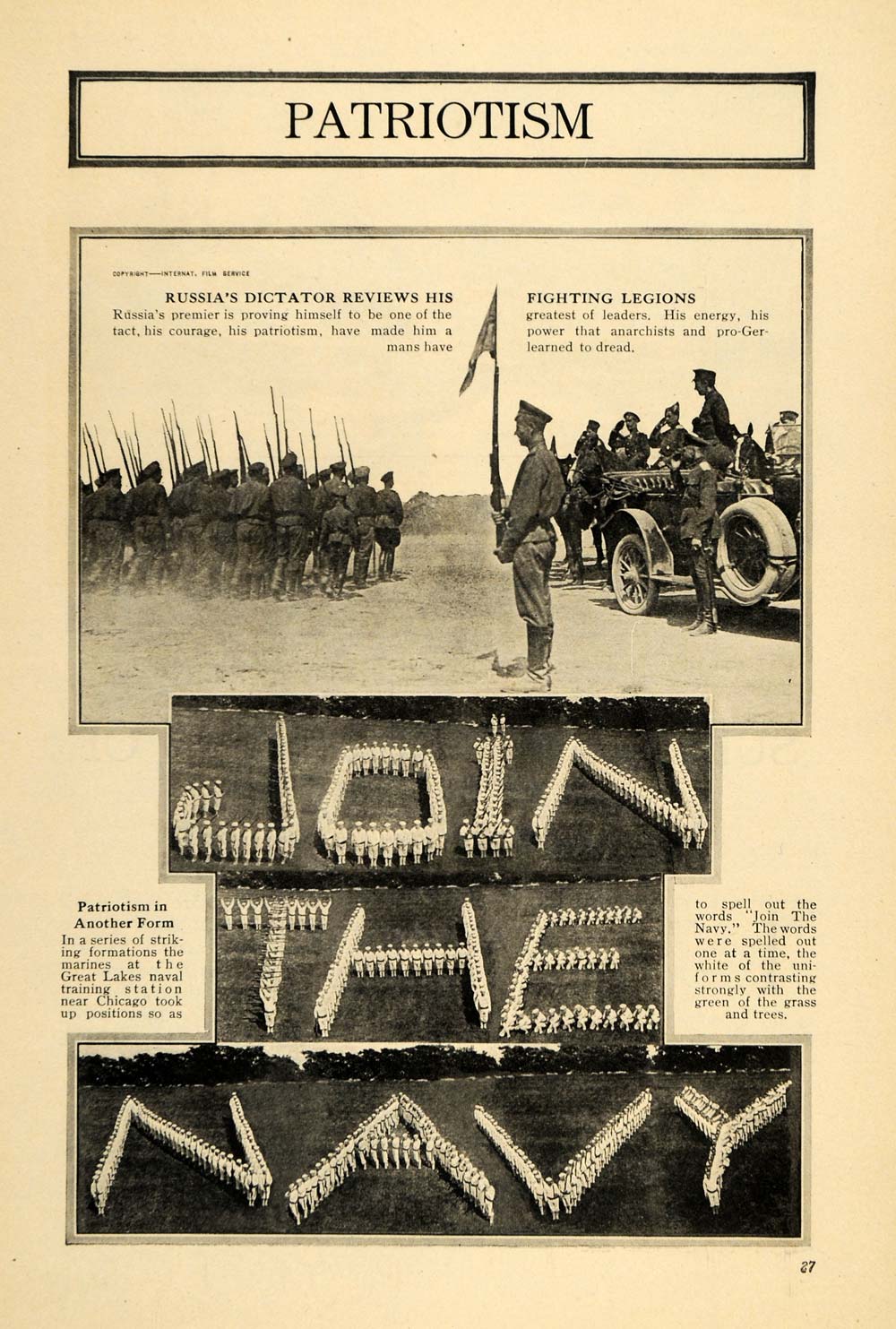 1917 Print Russia America Patriots Dictator Sailors WWI ORIGINAL HISTORIC ILW2