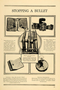 1916 Print Lifesaving Book Watch Stop Enemy Bullets WWI ORIGINAL HISTORIC ILW2