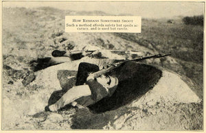 1915 Print Russian Soldier Firing Gun Upside Down WWI - ORIGINAL HISTORIC ILW2