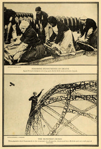 1916 Print Gun Shell French Women Zeppelin Saloniki - ORIGINAL HISTORIC ILW2