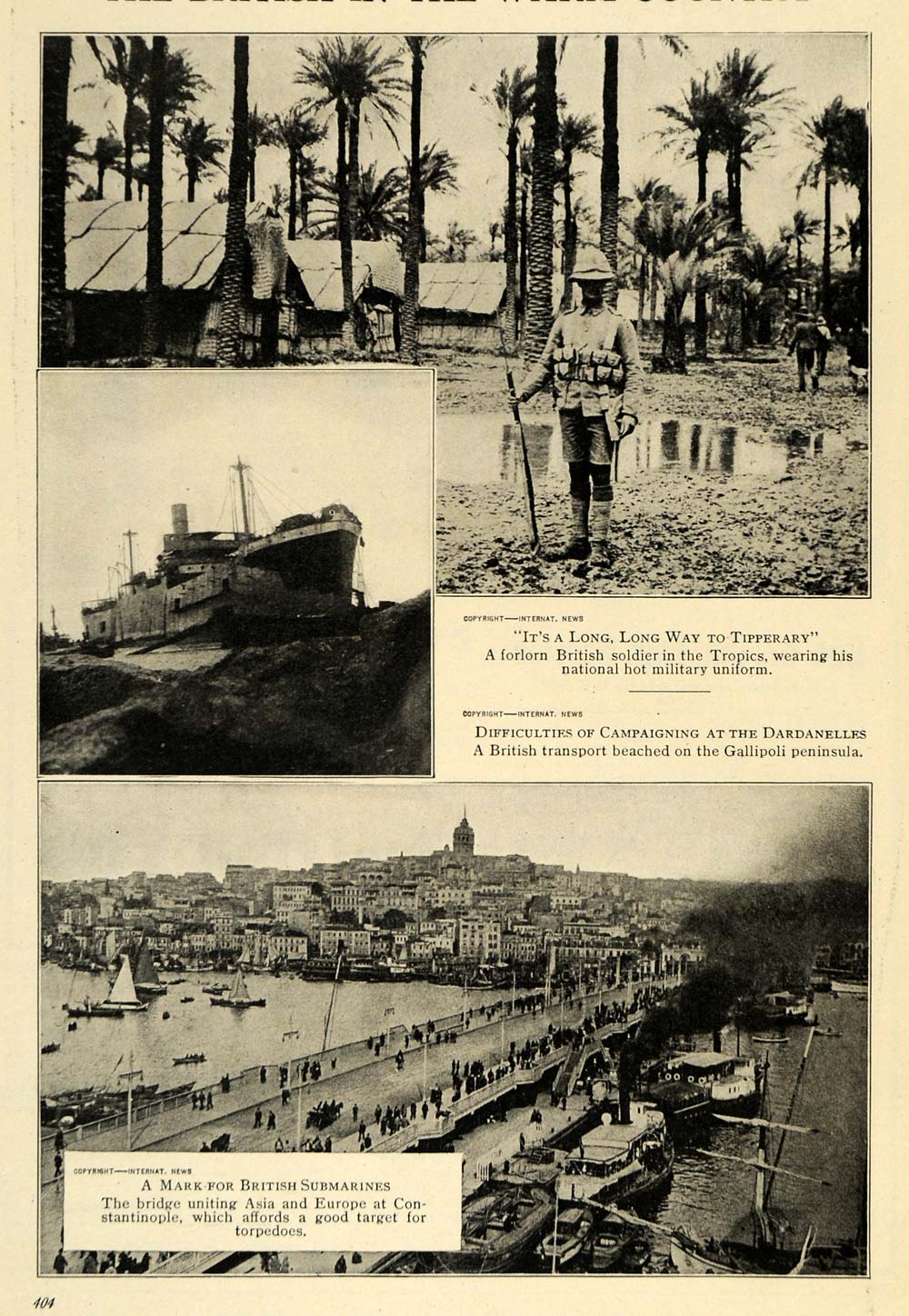1915 Print British Soldier Tropic Military Submarine - ORIGINAL HISTORIC ILW2