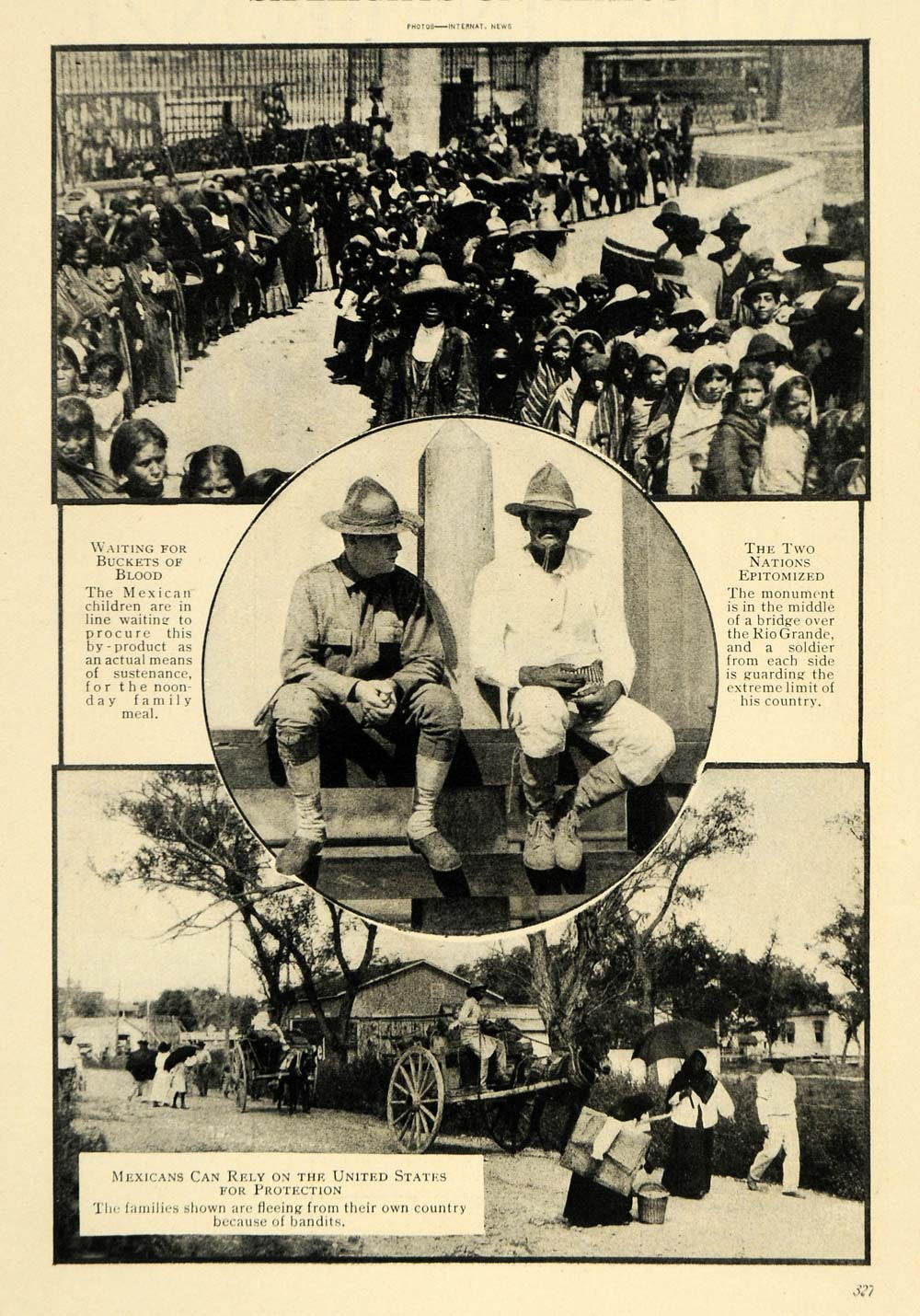 1915 Print Mexican Children Rio Grande Soldier Blood - ORIGINAL HISTORIC ILW2 - Period Paper
