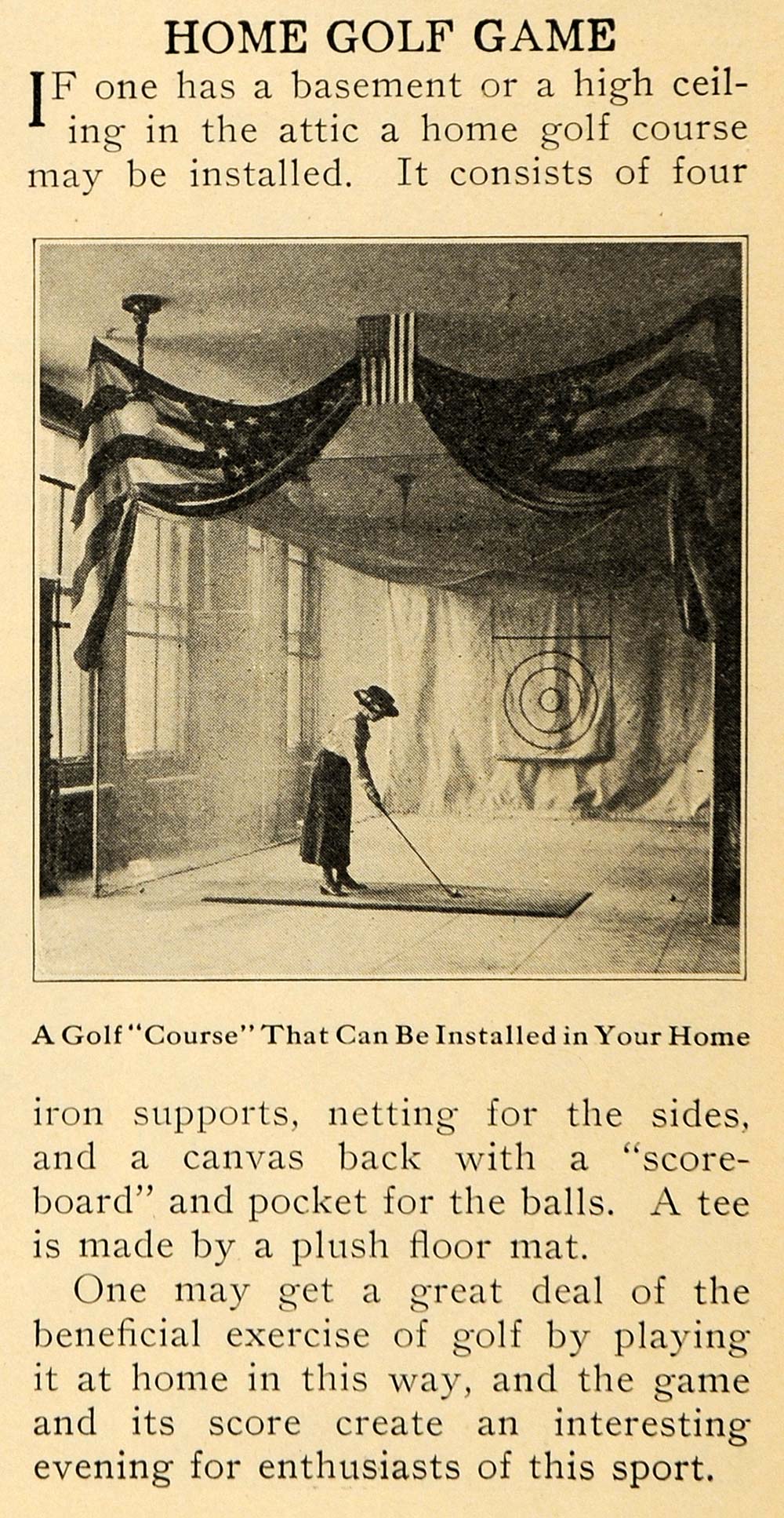 1920 Print Golf Game Home Canvas Bulls Eye Sports Net - ORIGINAL HISTORIC ILW2