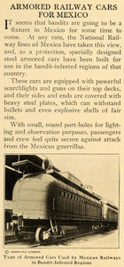 1920 Print Armored Railway Cars Mexico Bandit Guerrilla ORIGINAL HISTORIC ILW2