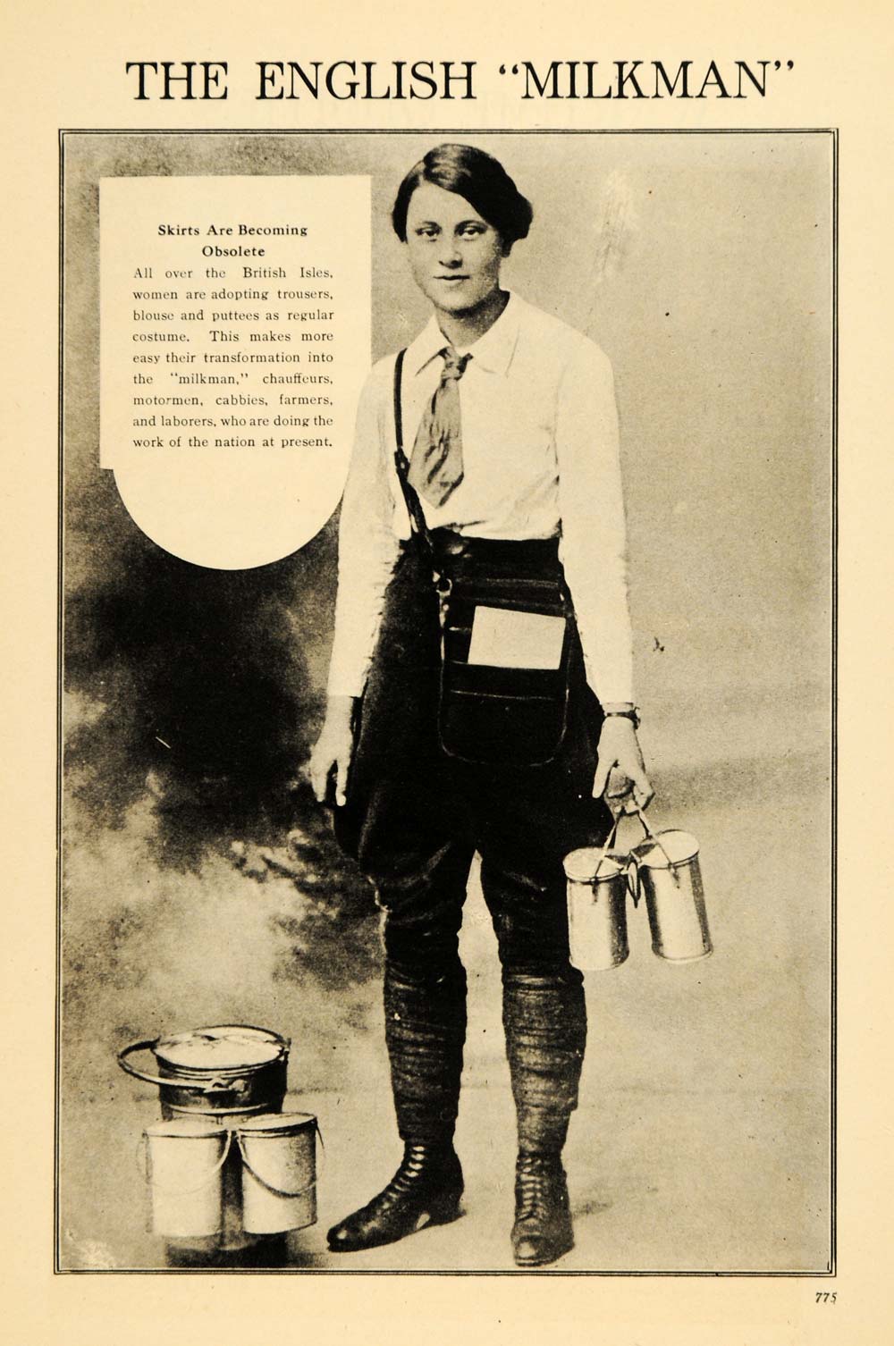 1917 Print English Milkman Skirts Fashion Trousers Lady ORIGINAL HISTORIC ILW2