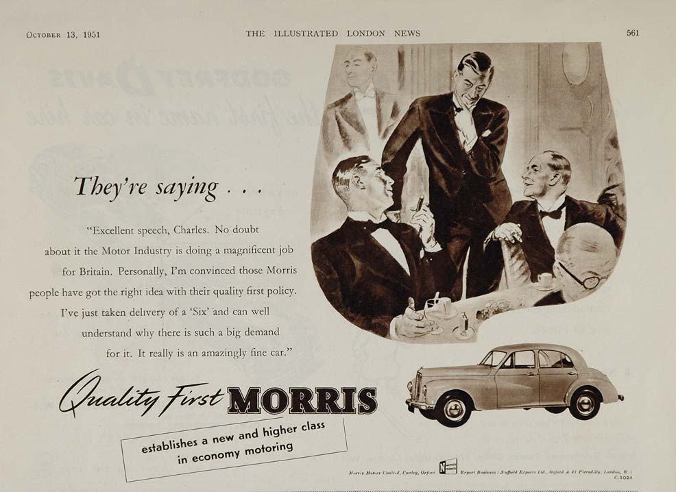 1951 Ad Morris Six Sedan British Car Automobile - ORIGINAL ADVERTISING