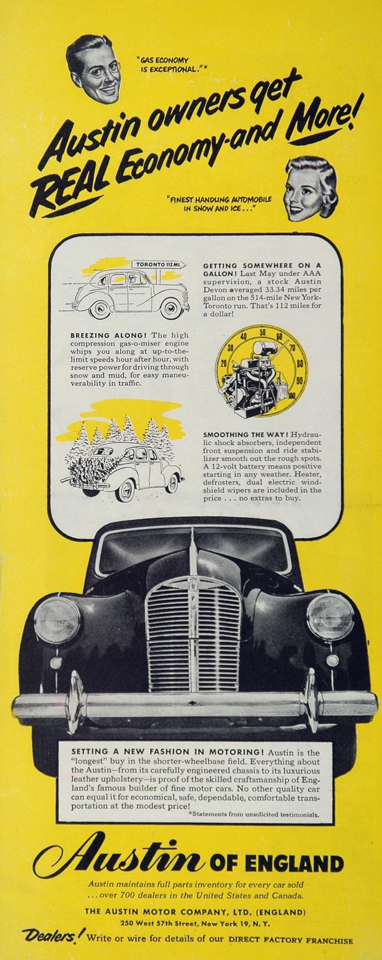 1951 Ad Austin Devon Automobile British Car England - ORIGINAL ADVERTISING