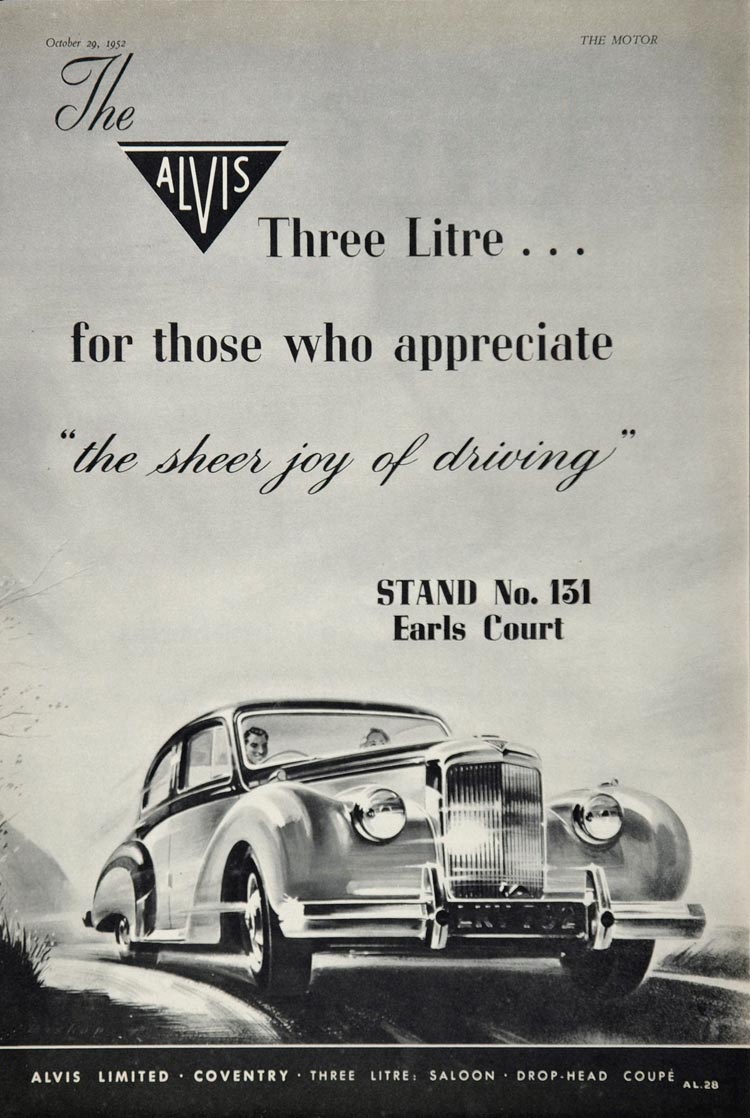 1952 Vintage Alvis 3 Litre Saloon Coupe Car B/W Ad - ORIGINAL ADVERTISING