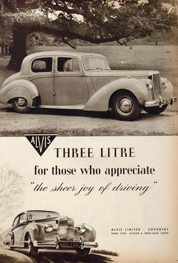 1952 Ad Alvis Three Litre Saloon Sedan British Car Auto - ORIGINAL ADVERTISING