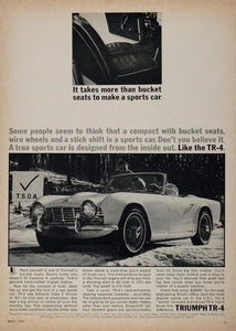 1963 Ad Triumph TR-4 Compact Convertible Bucket Seats - ORIGINAL IMPORT