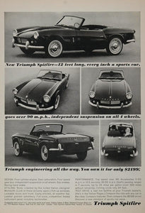 1963 Ad Vintage Triumph Spitfire Convertible Sports Car - ORIGINAL IMPORT