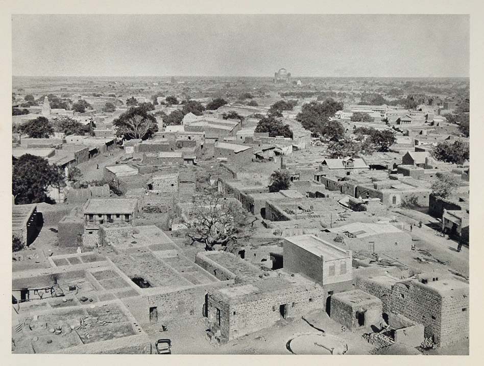 1928 Panorama City View Houses Bijapur India Gol Gumbaz - ORIGINAL IN1